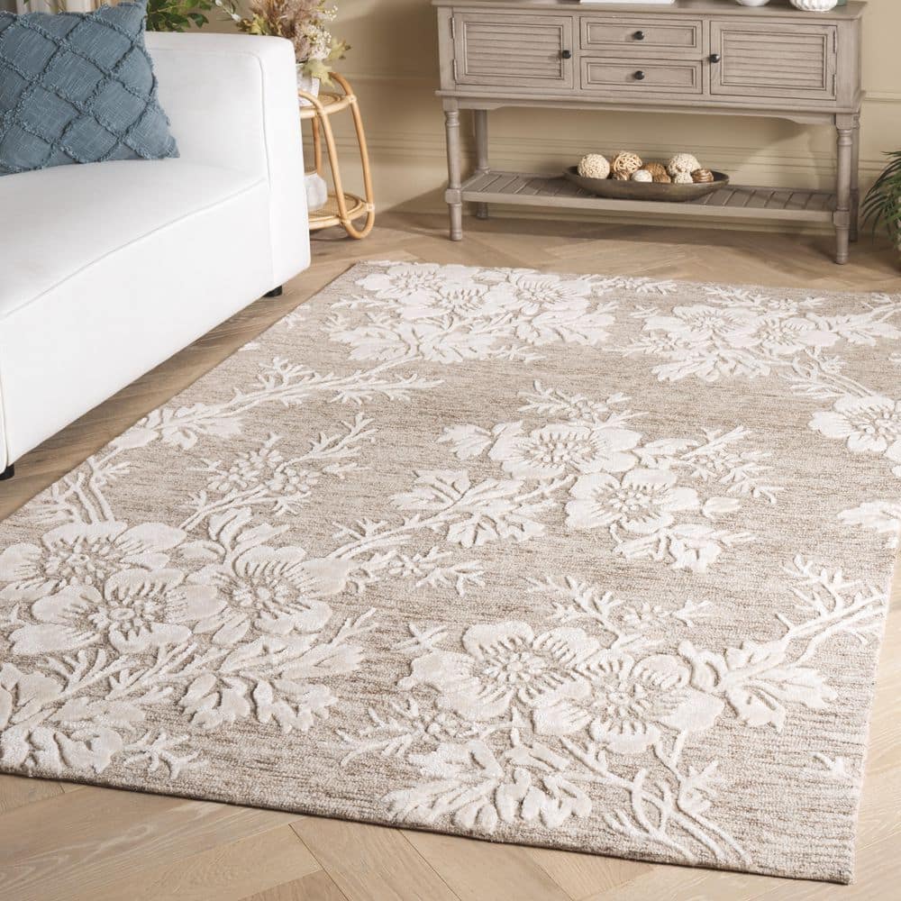 Glamour 5 ft. x 8 ft. Brown/Ivory Ornate Floral Area Rug price history on PriceWatchPro