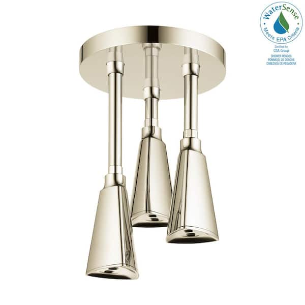 Delta Zura 1-Spray Patterns 1.75 GPM 9 in. Ceiling Mount Fixed Shower Head with H2Okinetic in Polished Nickel