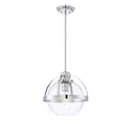 1-Light Polished Chrome Pendant With Clear Glass