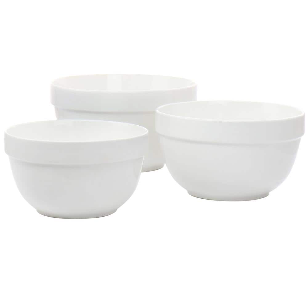 MARTHA STEWART 3 Piece Holiday Plaid Stoneware 3.4 qt. Batter Mixing Bowl  Set with Silicone Spatulas in White 985120677M - The Home Depot