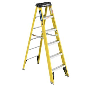 5.9 ft. Yellow Fiberglass Folding 6 Step Ladder (9 ft. Reach), 250 lb. Load Capacity