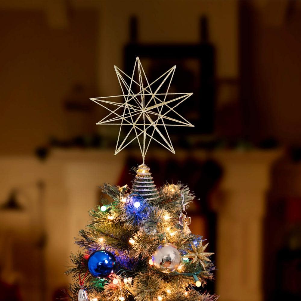 Gold Glitter 3D Metal Star Christmas Tree Topper