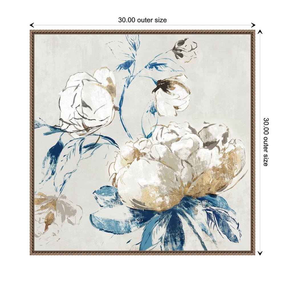 Gold Rosa II 30" Floral Canvas Print with Bronze Frame