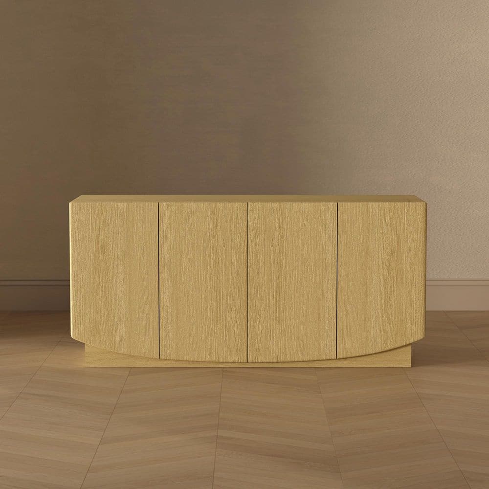 Ardea 60 in. Natural Oak Composite Wood Sideboard Buffet with 4-Shelves