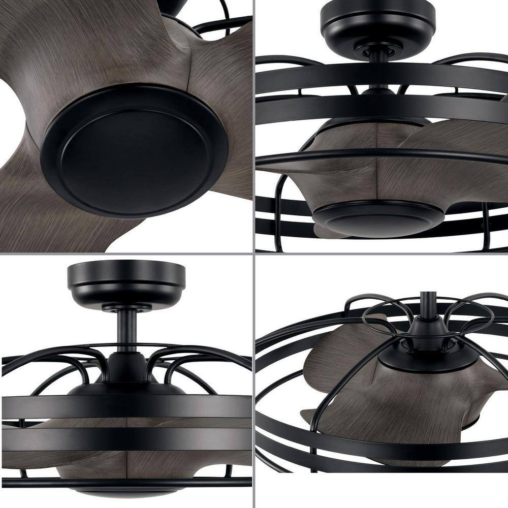 Matte Black 26" Industrial Chandelier Ceiling Fan with Remote