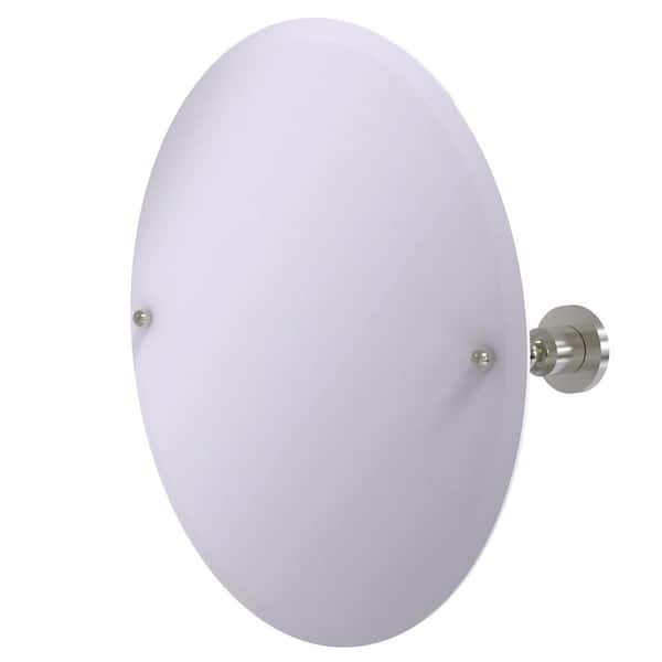 Allied Brass 22 in. W x 25 in. H Frameless Round Beveled Edge Bathroom Vanity Mirror in Satin Nickel