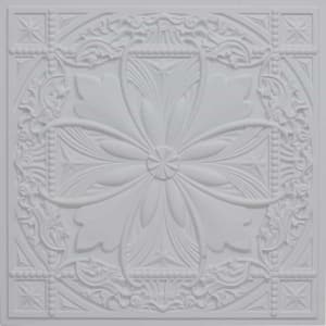 Helena White Matte 2 ft. x 2 ft. PVC Glue-up or Lay-in Faux Tin Ceiling Tile (40 sq. ft./case)
