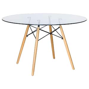Dover Clear Glass 48 in. 4 Legs Dining Table Seats 4