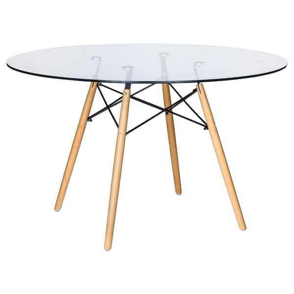 Leisuremod Dover Clear Glass 48 in. 4 Legs Dining Table Seats 4