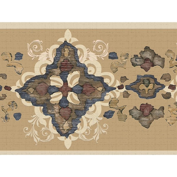 Dundee Deco Falkirk Dandy II Beige Damask Vintage Peel and Stick Wallpaper Border