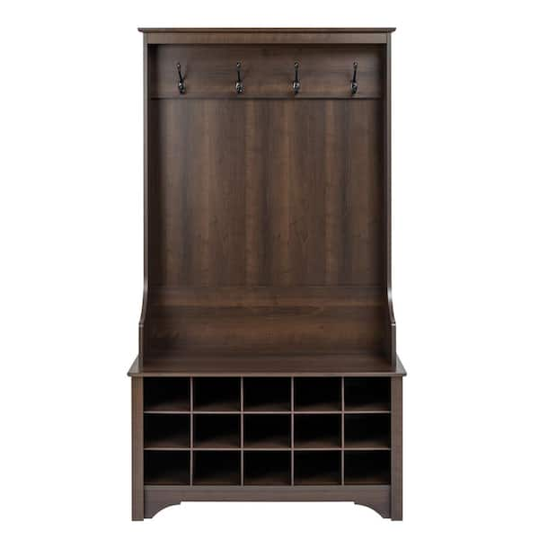 Prepac Espresso Hall Tree with Shoe Storage ESOG-0011-1 - The Home Depot