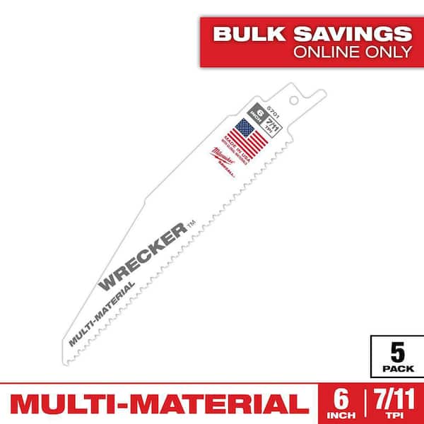 6 in. 7/11 TPI WRECKER Demolition Multi-Material Cutting SAWZALL Reciprocating Saw Blades (5-Pack)