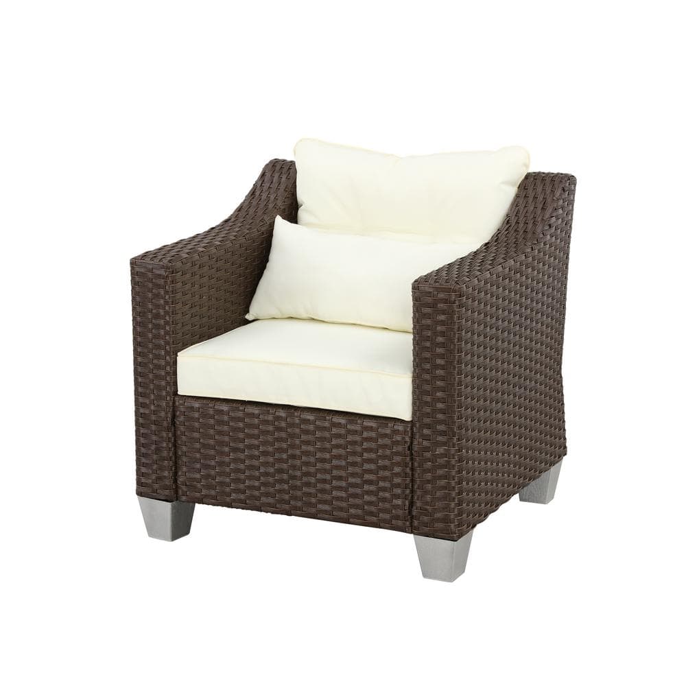 Reviews for Patio Festival Wicker Outdoor Lounge Chair with White