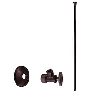 5/8 in. x 3/8 in. OD x 20 in. Flat Head Toilet Supply Line Kit with Round Handle Angle Shut Off Valve, Oil Rubbed Bronze
