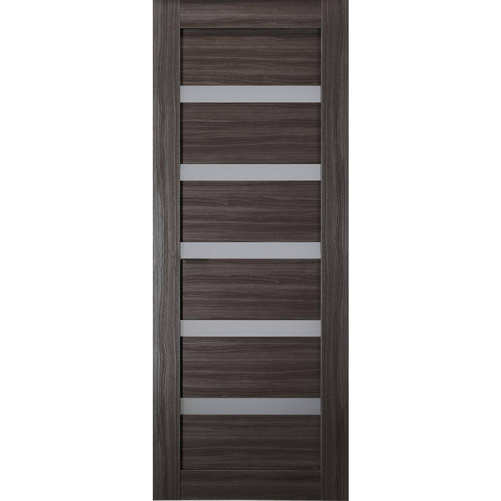Leora 18 in. x 84 in. No Bore Solid Composite Core 6-Lite Glass Gray Oak Finished Wood Composite Interior Door Slab price history on PriceWatchPro