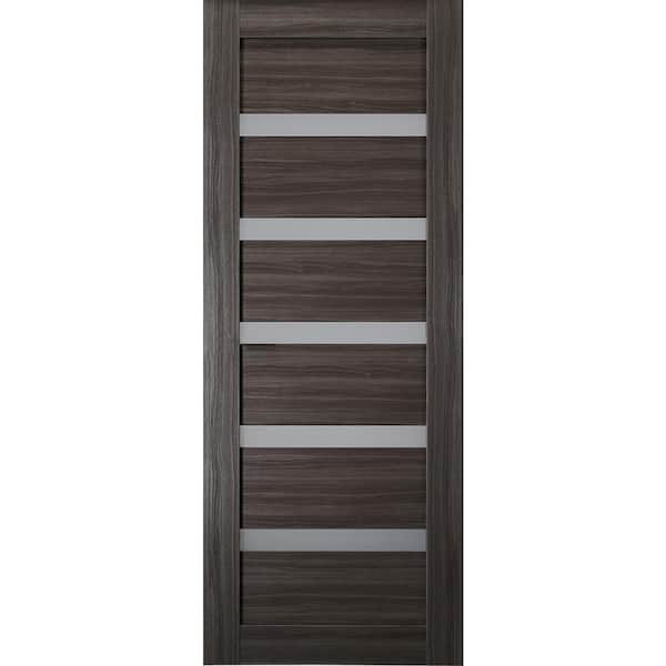 Belldinni Leora 32 in. x 96 in. No Bore Solid Composite Core 7-Lite Glass Gray Oak Finished Wood Composite Interior Door Slab