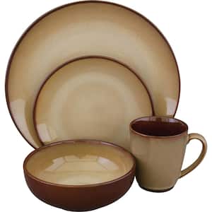 Nova 16-Piece Casual Brown Stoneware Dinnerware Set (Service for 4)