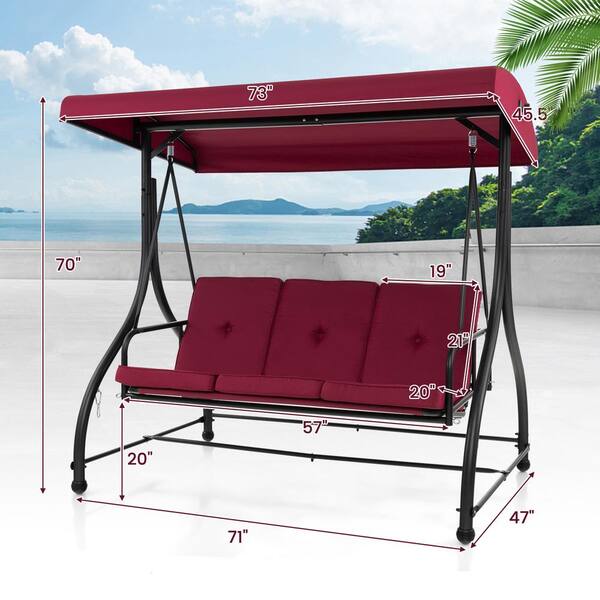 Costway 3 Person Metal Outdoor Converting Patio Swing Glider