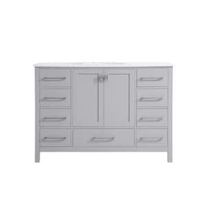 Timeless Home 48 in. W x 22 in. D x 34 in. H Single Bathroom Vanity in Gray with White Engineered Stone with White Basin