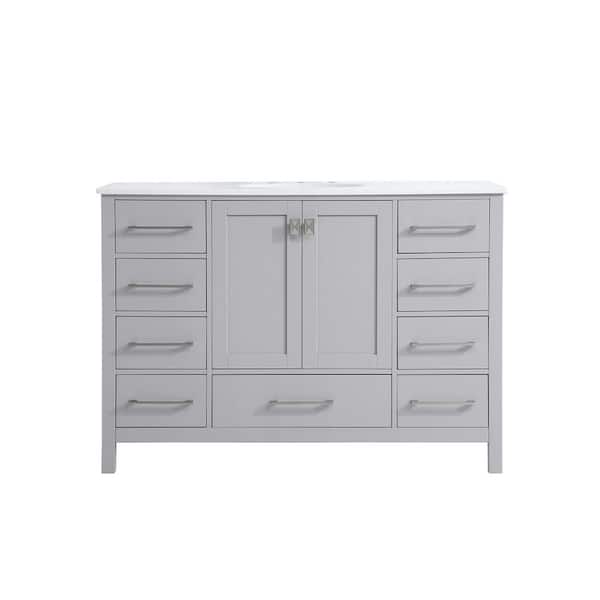Unbranded Timeless Home 48 in. W x 22 in. D x 34 in. H Single Bathroom Vanity in Gray w/ Calacatta Engineered Stone w/ White Basin