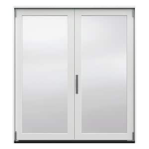 F-4500 72 in. x 80 in. White Right-Hand Folding Primed Fiberglass 2-Panel Patio Door Kit with Impact Glass