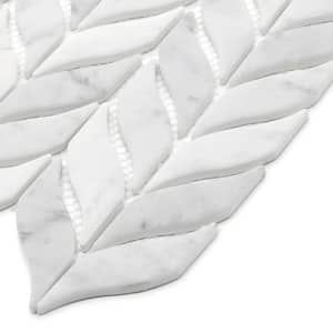 Leaf Waterjet  6 in. x 6 in. x 0.4 in. White Carrara Recycled Glass Marble Looks Mosaic Tile (Sample 0.25 sq. ft.)