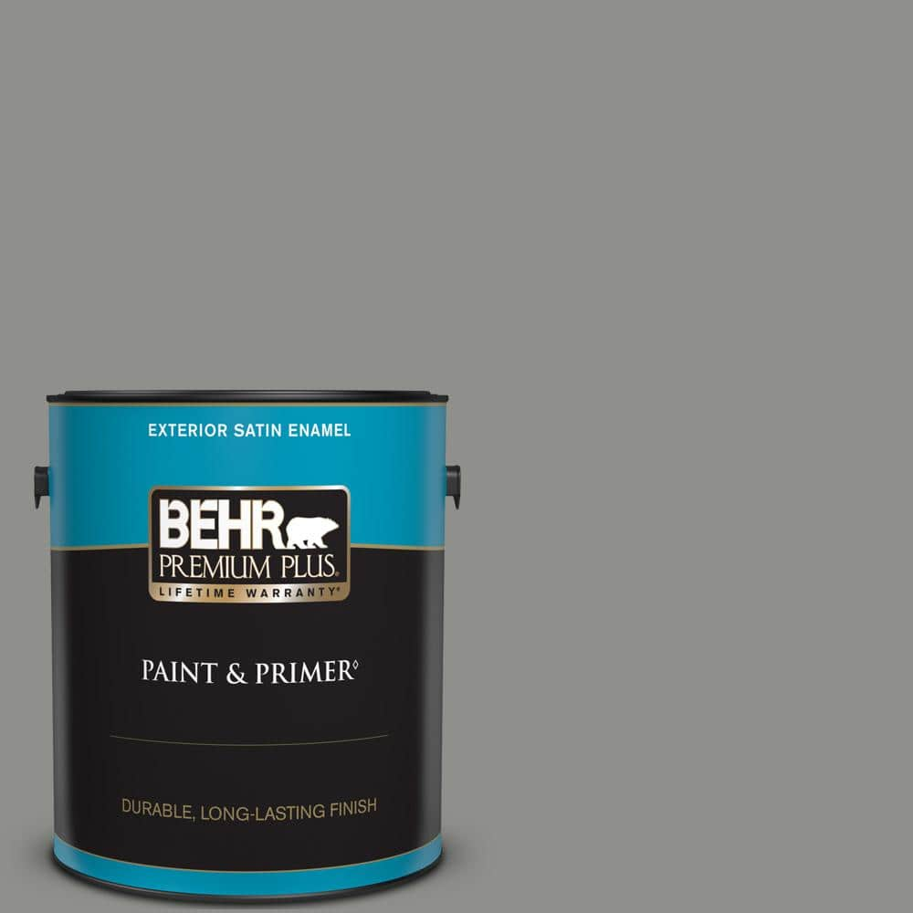 BEHR PREMIUM PLUS 1 Gal. #PPU24-20 Letter Gray Satin Enamel Exterior ...