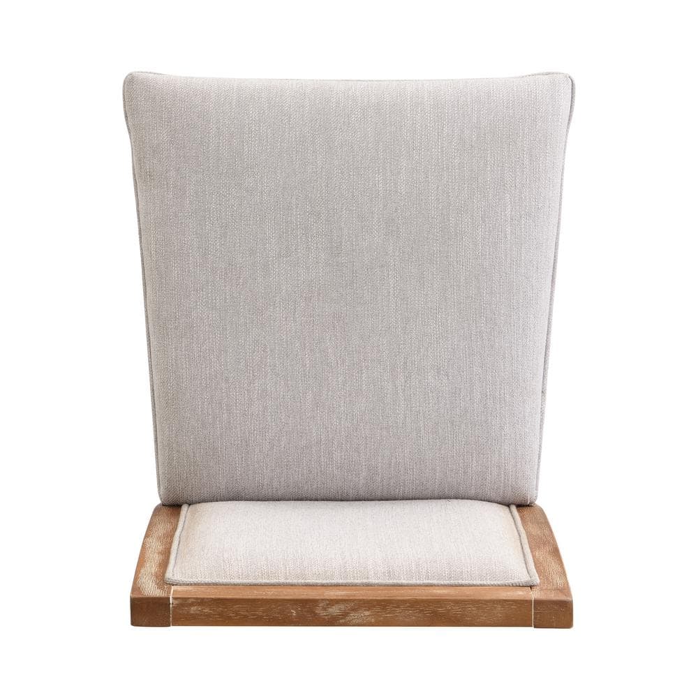 Modern Beige Fabric Counter Stools with Rubberwood Frame, Set of 2