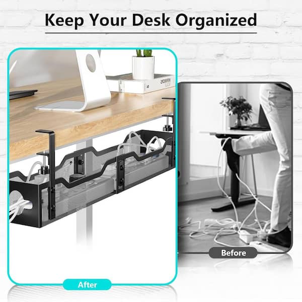 BIBIVIS Black Crystal 9-Pack Magnetic Cable Clips, Adjustable Cord Holder For Under Desk Cable Management For Home Office Desk Jd20 W9t