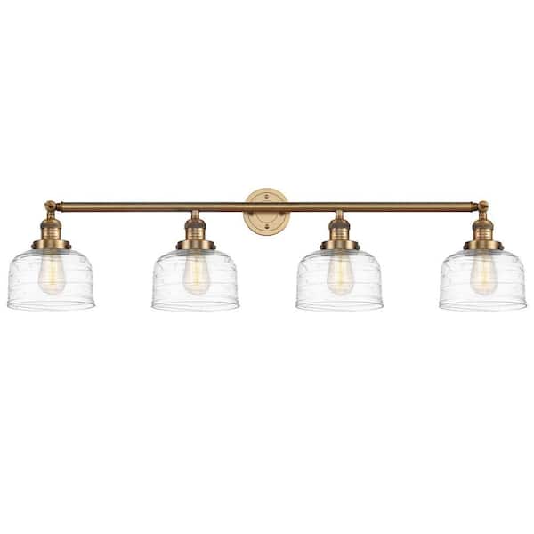 Bell 44 in. 4-Light Brushed Brass Vanity Light with Glass Shade