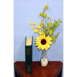 Artificial 20 in Sunflower and Green Leaves Spray, Set of 3