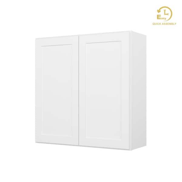 HOMLUX Easy-DIY 36 in. W x 12 in. D x 36 in. H in Shaker White Ready to Assemble Wall Kitchen Cabinet 2 Doors-2 Shelves