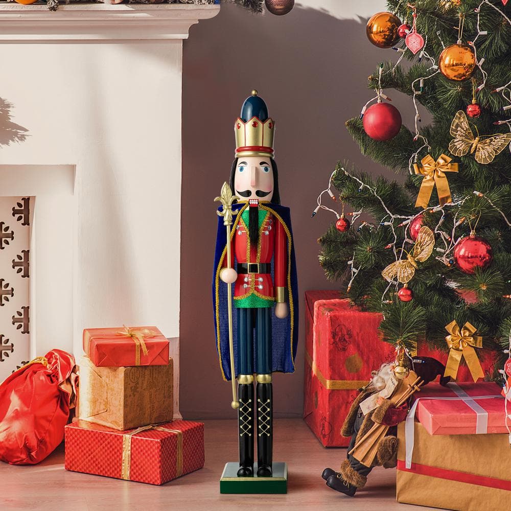 Glitzhome 36 in. H Wooden Christmas King Nutcracker 2010100048 - The Home  Depot
