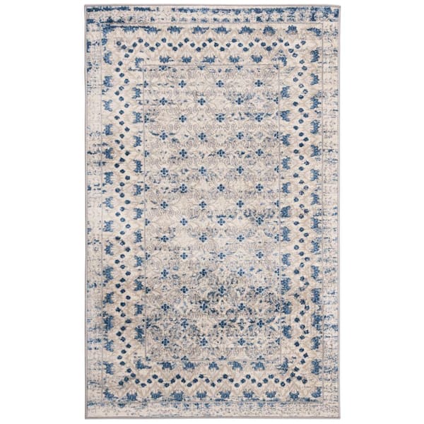 SAFAVIEH Brentwood Light Gray/Blue Doormat 3 ft. x 5 ft. Multi-Border Geometric Area Rug