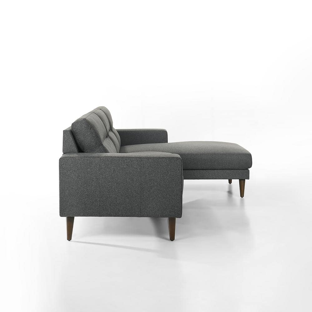 Vale 104" Gray Polyester Fabric 2-Piece Sectional Sofa with Chaise