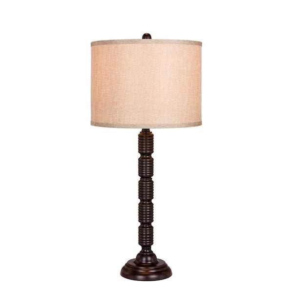 Fangio Lighting 30.5 in. Industrial, Ribbed Metal Table Lamp in a Oil Rubbed Bronze
