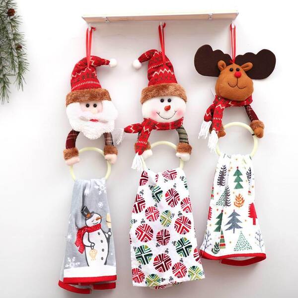 Christmas-Themed Hanging Hand Towel - Santa - Snowman - Convenient Hanging  Loops - ApolloBox