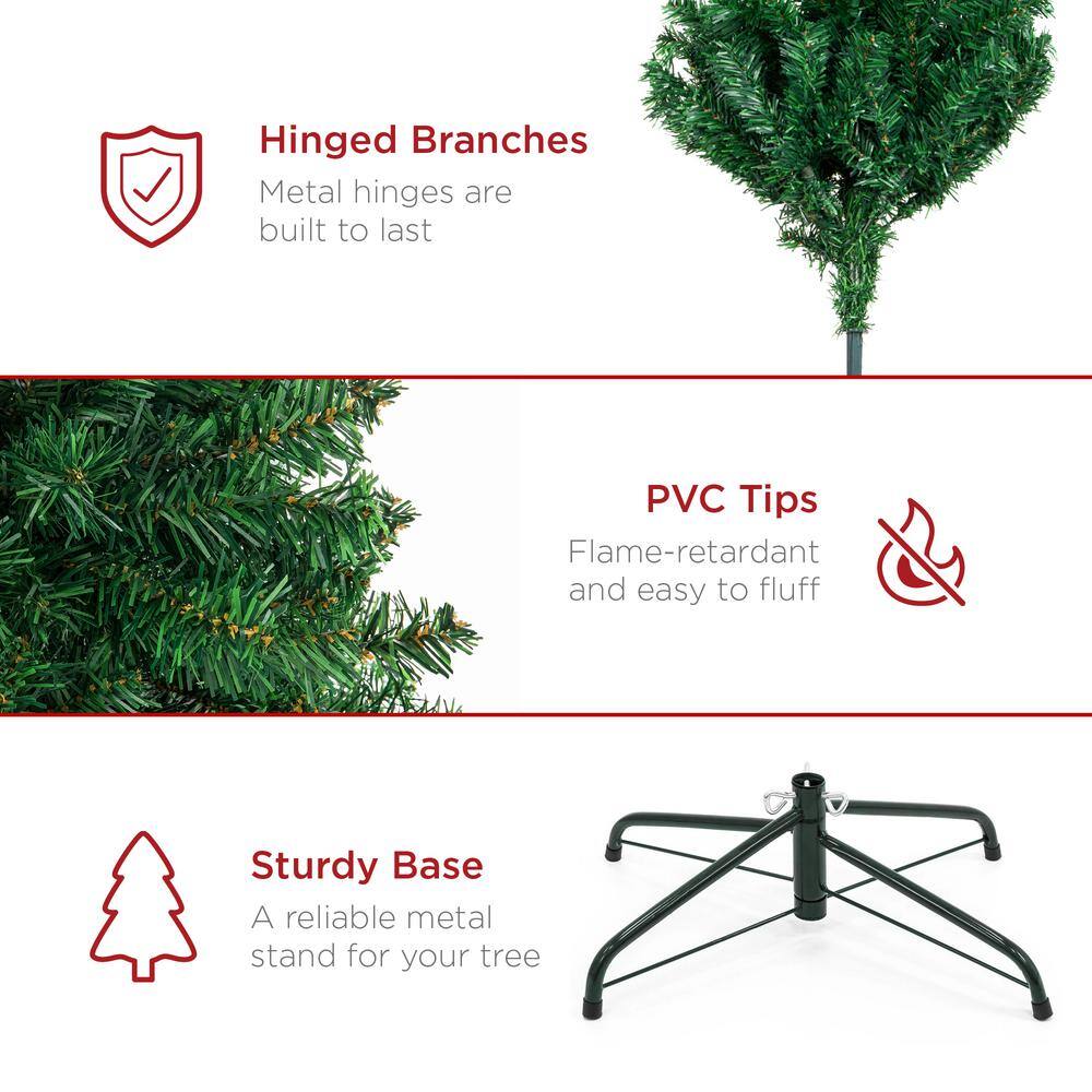 6-Foot Green Hinged Artificial Christmas Pine Tree with Metal Base