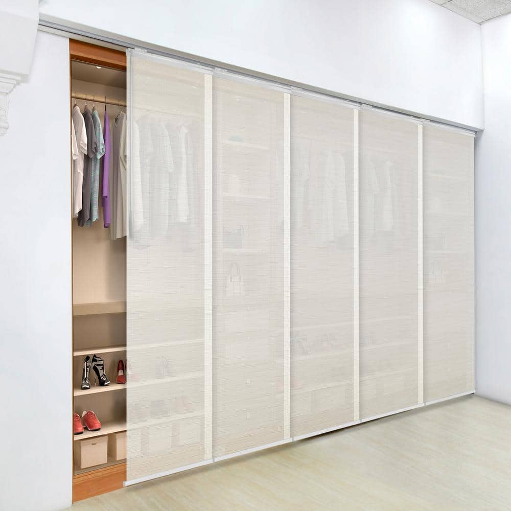 Soot 58 in. - 110 in. W x 94 in. L Adjustable 5-Panel in White Single Rail Panel Track with 23.5 in. Slates price history on PriceWatchPro