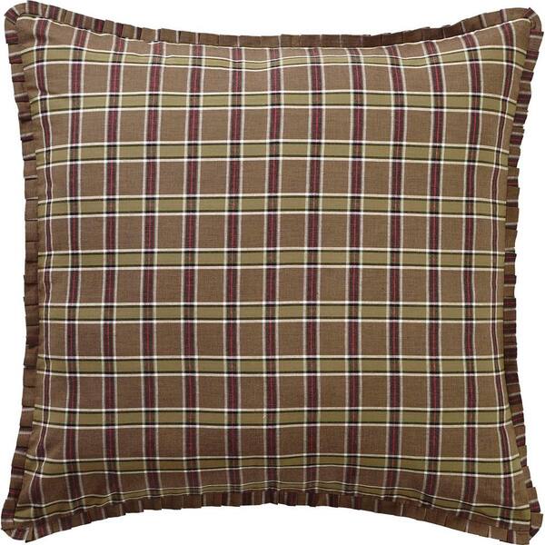 Vhc Brands Wyatt Moss Green Black Khaki Rustic Cotton Euro Sham The Home Depot