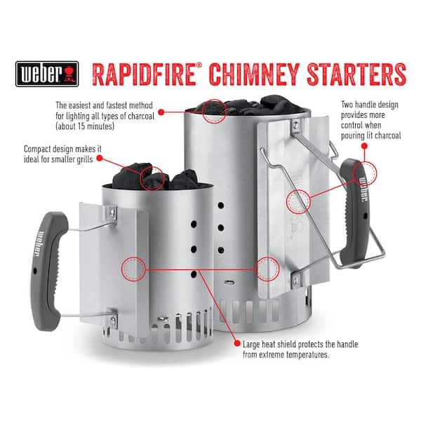 BBQ Rapidfire Starter Fastest & Easiest Charcoal Chimney Starter Grills 