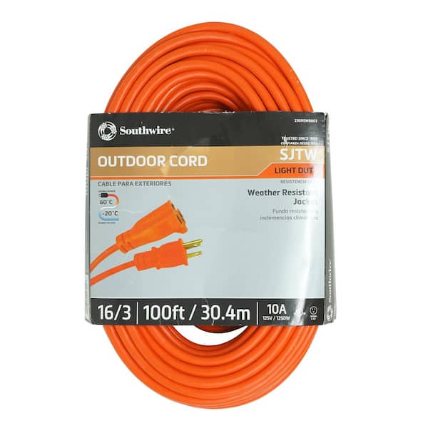 SOUTHWIRE, 100 ft Cord Lg, 10 AWG Wire Size, Extension Cord