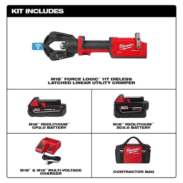 M18 ONE-KEY FORCE LOGIC 11-Ton Dieless Latched Linear Utility Crimper