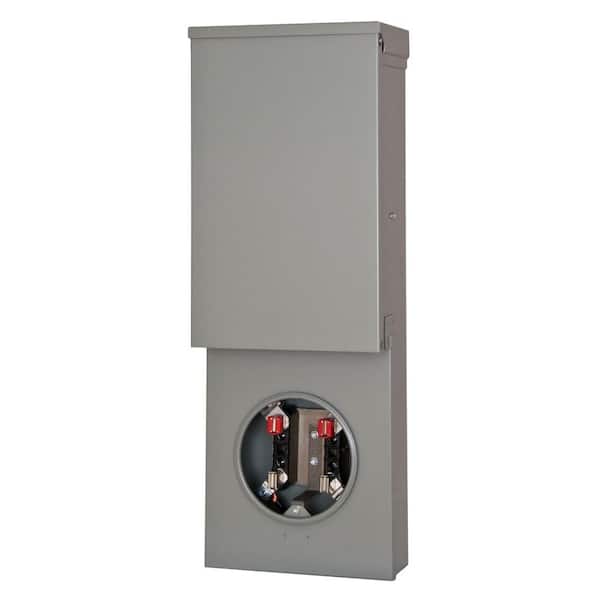 Talon Temporary Power Outlet Panel with Two 20 Amp Duplex Receptacles Bottom Fed Ring Type Meter Socket