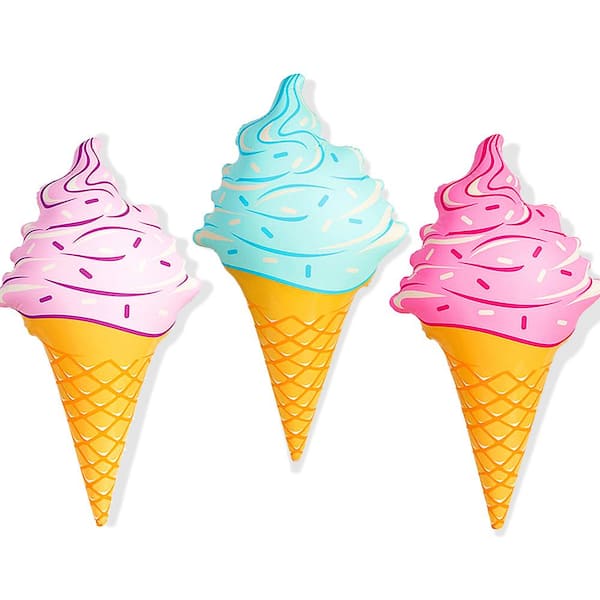 Novelty Place 36 in. Giant Inflatable Ice-Cream Cone Set for Kids and Adults (3-Pack)
