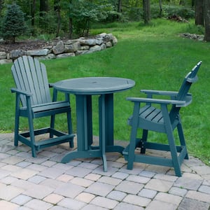 Hamilton Nantucket Blue 3-Piece Recycled Plastic Round Outdoor Balcony Height Dining Set