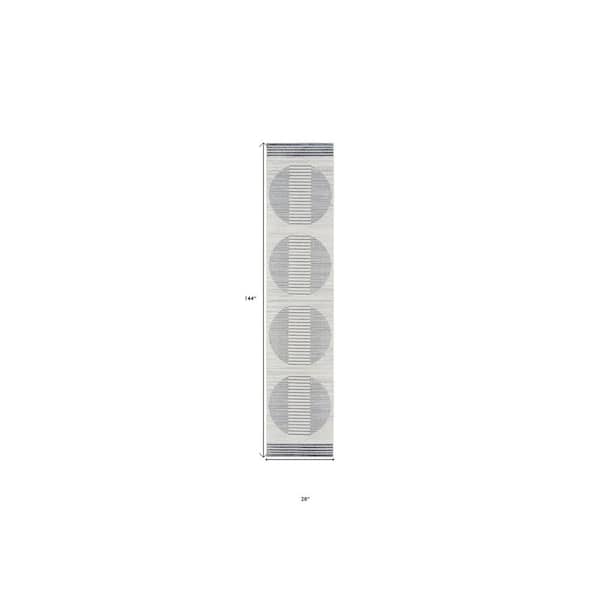 2 ft. x 12 ft. White Geometric Washable Runner Area Rug