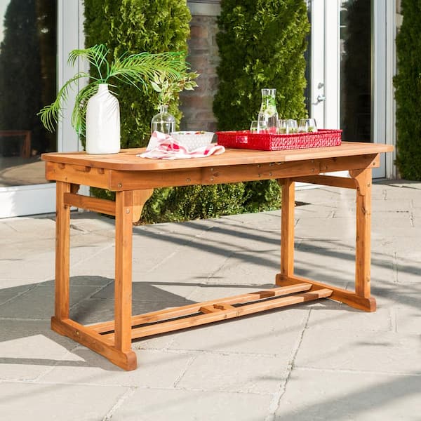 Walker Edison Furniture Company Boardwalk Brown Acacia Wood Extendable Outdoor Dining Table