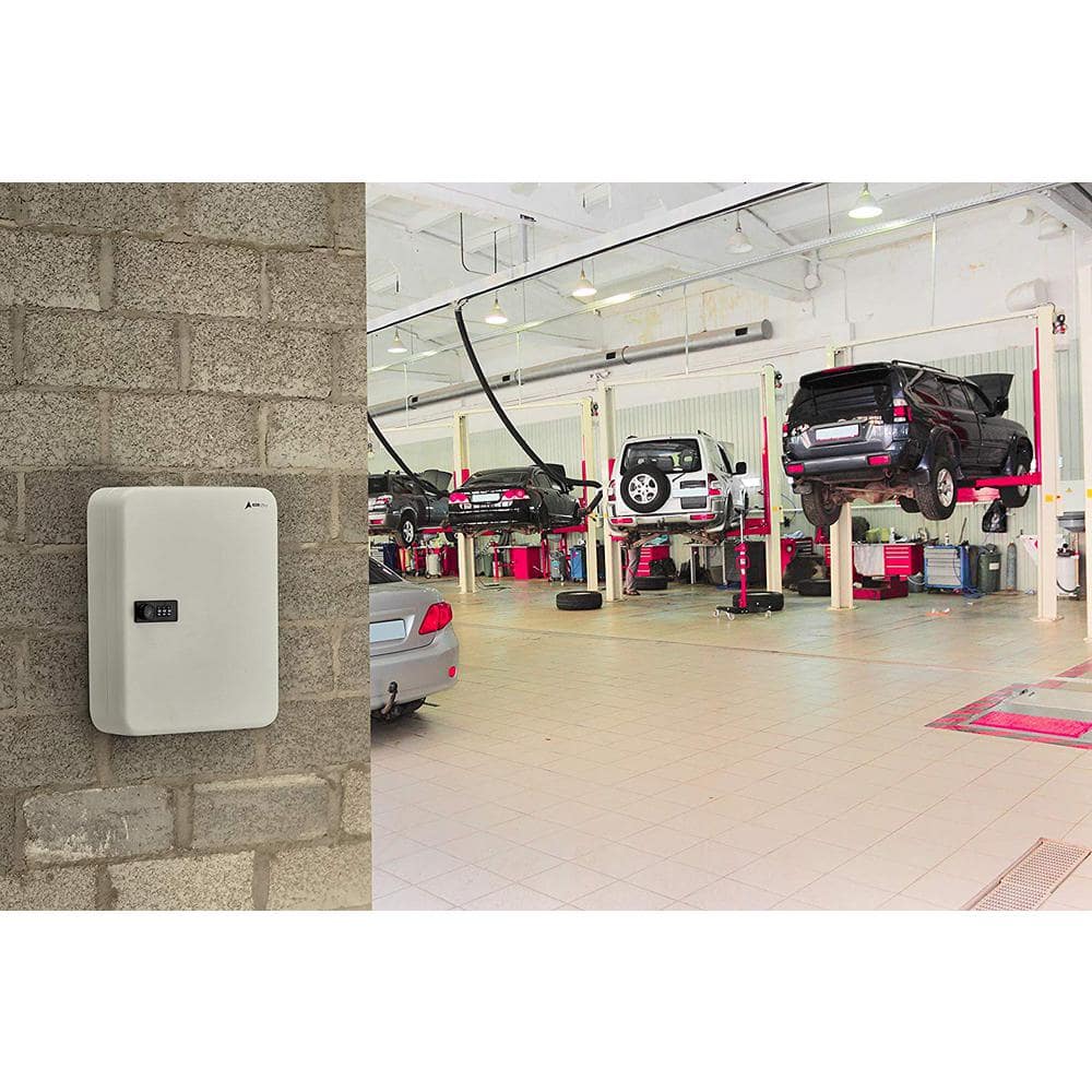 White Steel Wall-Mount 30-Key Combination Lock Cabinet
