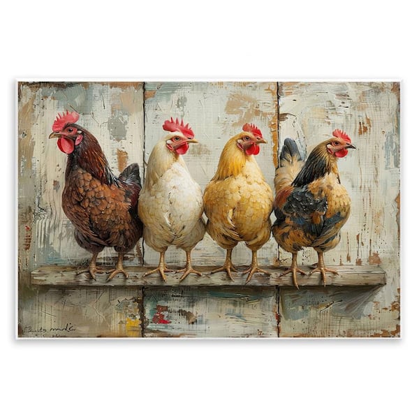 Stupell Industries Chickens In A Row by LSR Design Studio Unframed Animal Graphic Art Print 10 in. x 15 in.